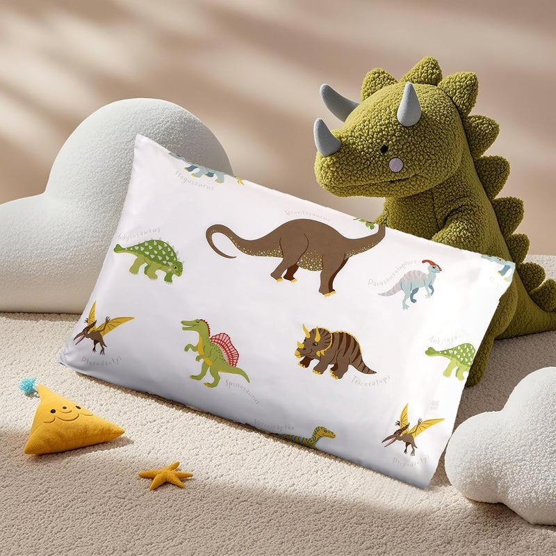 MAG 2Pcs White Dinosaure Toddler Pillowcases(13”*18”),Travel Pillowcase Cover,Mini Size Pillowcases (Toddler, White) - Image 3